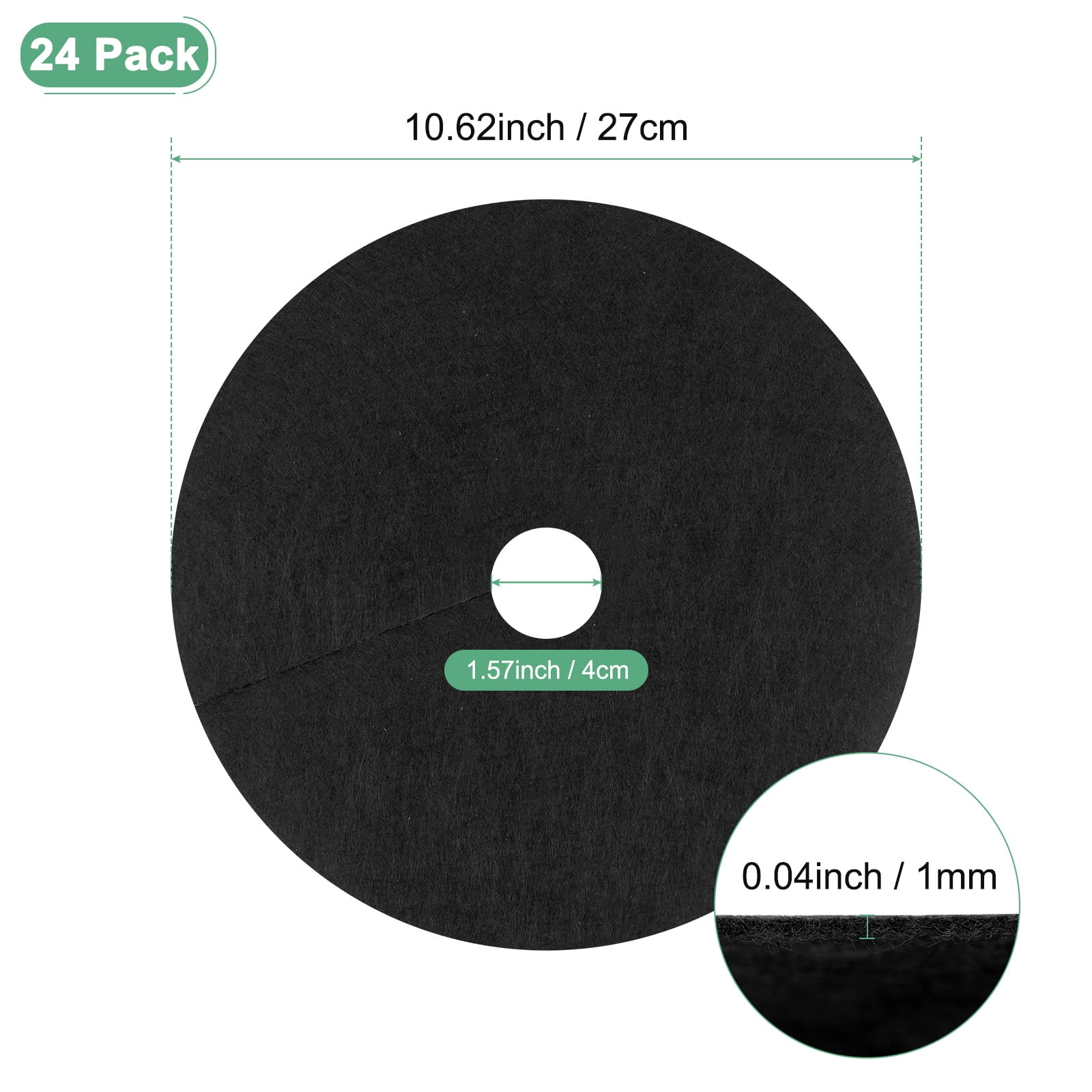 Uxcell 24 Pack Non Woven Tree Cover Rings,10.6 Inch Weed Fabric Cover,Apply To Tree Mulch Ring(Round Black)