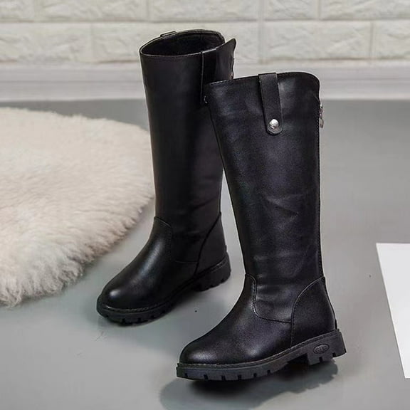 Akiihool Baby Booties for Girls Baby Boy Girl High Top Shoes Soft Sole Warm Ankle Booties for First-Walkers (Black,10.5)