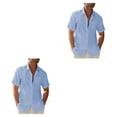 thumbnail image 4 of Minnieouse Camisa con botones de estilo informal para hombre, camisa de verano para niños, fiesta en la piscina, Color sólido, camisetas Azul claro SG 2Conjunto, 4 of 6