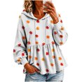 thumbnail image 2 of Xdegoge Womens Fall Pumpkin Print Hooded Sweatshirts Long Sleeve Babydoll Peplum Pullover Ruffle Hem Graphic Tops Casual Thanksgiving Clothes, 2 of 7