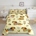 thumbnail image 2 of Manfei Cartoon Dachshund Dog King Size Comforter Sets, Daisy Floral Comforters King Size, Cream, Polkadot Reversible, 3pcs, 1 Comforter and 2 Pillowcases, 2 of 7