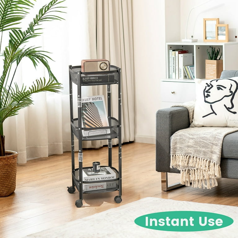 Gymax Heavy Duty Steel 3-Tier Rotating 1-Second Folding Movable