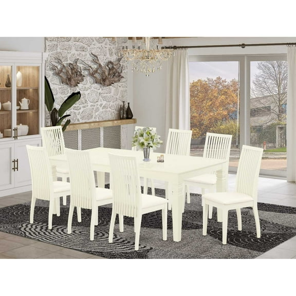 East West Furniture Dining Room Set Linen White, LGIP9-LWH-C