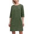 thumbnail image 1 of Gspmoly Robes d'Été pour Femmes 2025, Robe Décontractée Unie pour Femme avec Poches à Manches Mi-Longues et Col Rond, Robes de Travail pour Femmes Économies d'Été Liquidation, 1 of 5
