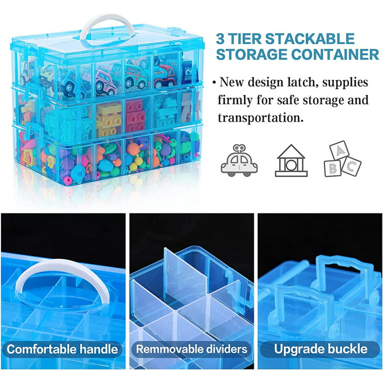 Casewin 3 Tier Clear Transparent Plastic Stackable Storage Box