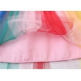 thumbnail image 4 of Girl's Pink Dresses Rainbow Print Short Sleeve Summer Princess Tulle Dress Sundress 2-7 Years, 4 of 5