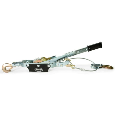 - Driver Recovery 4-Ton Ratchet Come Along Hand Winch - Portable Heavy-Duty Dual Gear Power Cable Puller Tool with 3 Hooks