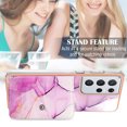 thumbnail image 6 of For Samsung Galaxy S21 Ultra Marble Patterned Case with Card Holder, Back Folio Kickstand PU Leather + Soft Crystal Bumper Edge, Magnetic Clasp Back Cover For Samsung Galaxy S21 Ultra,Darkpurple, 6 of 6