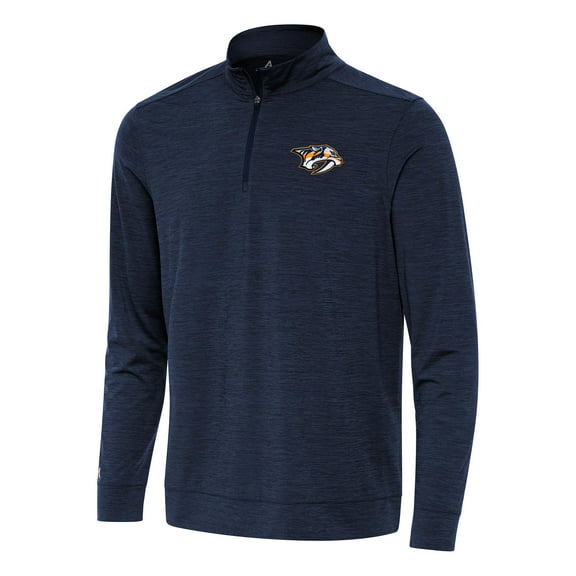 Men's Antigua Heather Navy Nashville Predators Bright Quarter-Zip Top