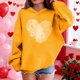 thumbnail image 4 of Sudadera con capucha y estampado de corazón de San Valentín, sudadera de manga larga para niños y niñas, chaqueta para niñas de talla mediana y grande., 4 of 7