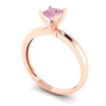 thumbnail image 2 of Solitaire Engagement Ring for Women - 0.5ct Simulated Pink Diamond in 14K Rose Gold Promise Ring, 2 of 6