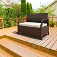 thumbnail image 4 of Costway Rotin Banquette Canapé Chaise Patio Extérieur Meubles Marron W / Coussins, 4 of 10