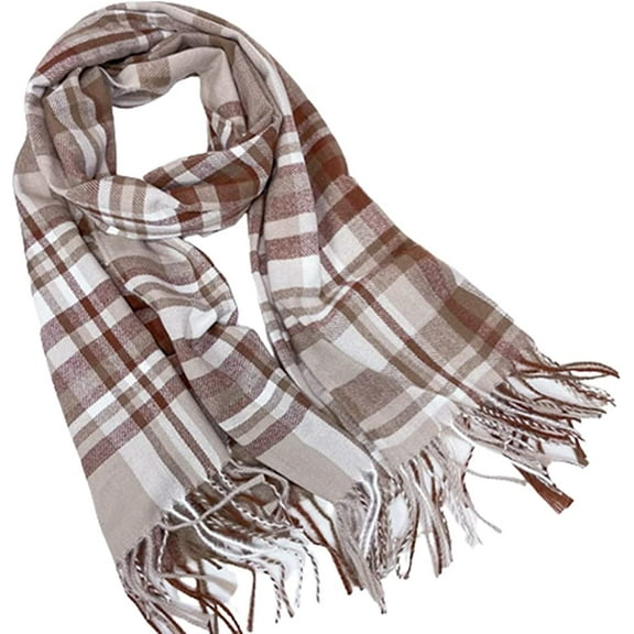 PIKADINGNIS Winter Cozy Scarf Wraps Classic Tassel Plaid Multi-color Large Long Shawl for Women