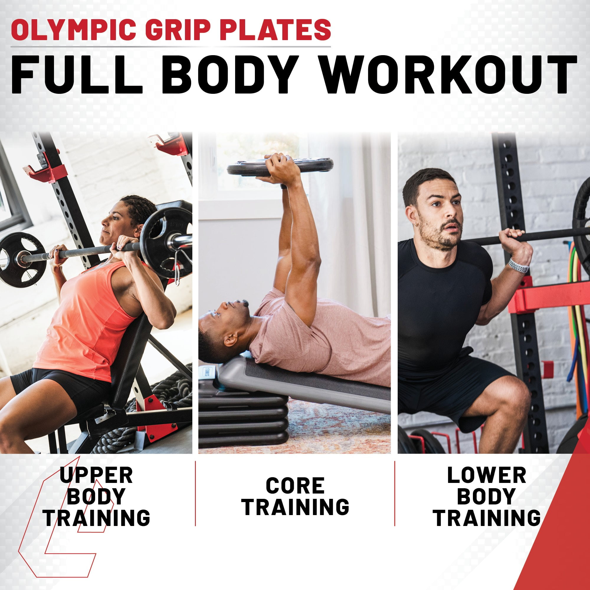 Lifeline Fitness 455 LB Olympic Weight Set - Rubber Coated Weight Plates for Olympic Barbells