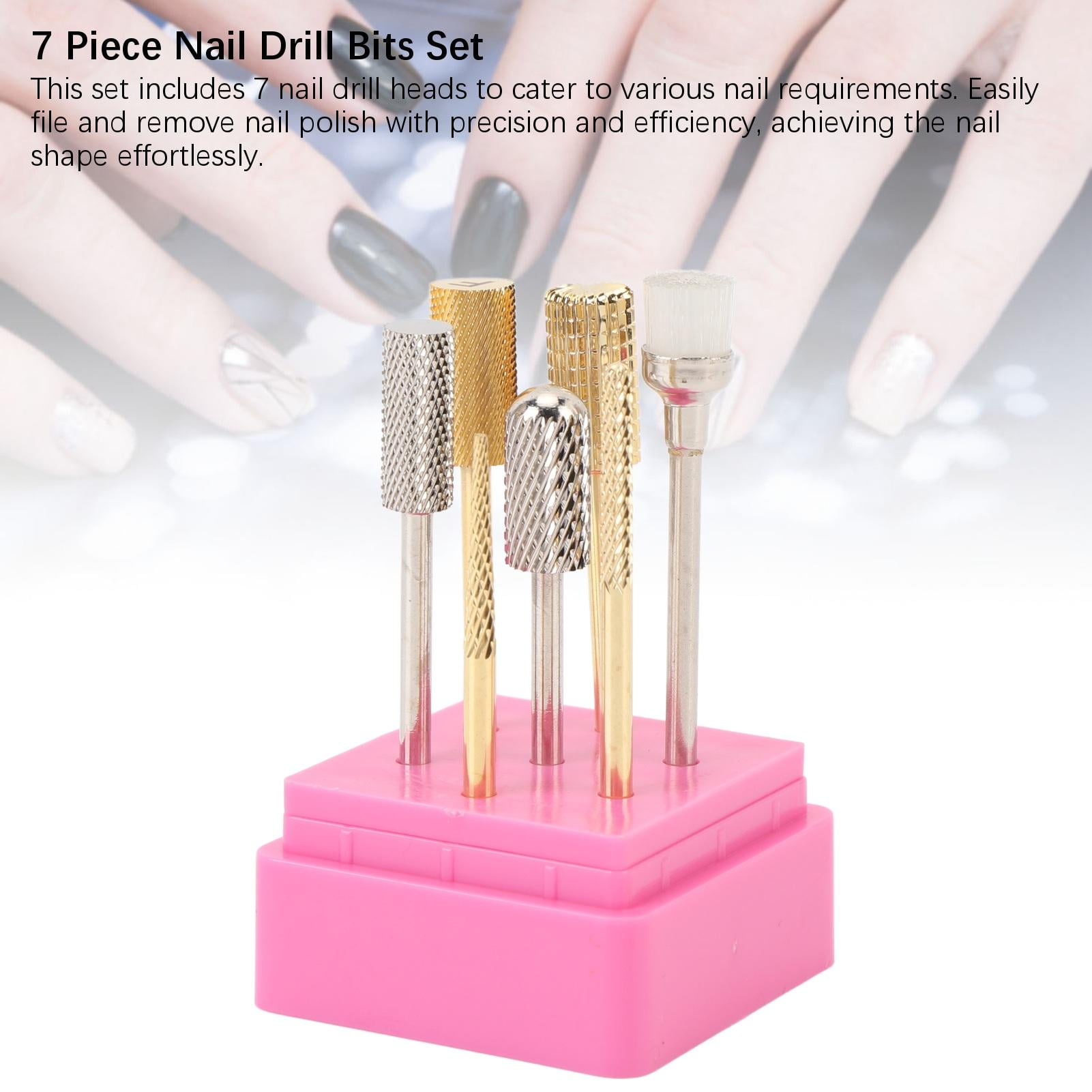 Suodoka 7-Piece Nail Drill Bits Set – Tungsten Steel & ABS, Electric Nail File for Acrylic, Gel, Polish Removal & Grinding – Ergonomic, Portable