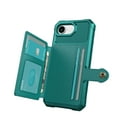 thumbnail image 3 of for iPhone 16e Case with Credit Card Holder, Magnetic Back Flip Case PU Leather Wallet Cover for Women Men, All-Round Shockproof Rugged Protective Phone Case for iPhone 16e, Green, 3 of 7