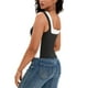 thumbnail image 3 of ATHLECHIC Camiseta sin mangas de cuello cuadrado para mujer, top corto de verano con bloques de color, XS, negro, 3 of 5