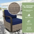 thumbnail image 2 of EAGLE PEAK Coastal Vista Outdoor Patio Wicker Swivel Glider Rocker Chair with Blue Cushion, 2 of 8