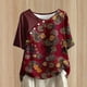 thumbnail image 4 of Tops Florales para las Mujeres Impreso Suéter Cuello Redondo Manga Corta, Ligero Y Casual Tops Cortos para las Mujeres, 4 of 5