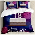 thumbnail image 3 of 18th Birthday Duvet Cover Set, Cartoon Birthday Party Cake with Candles Vibrant Abstract Backdrop, Decorative 2 Piece Bedding Set with 1 Pillow Shams, Twin Size, Purple and Lilac, by Ambesonne, 3 of 3