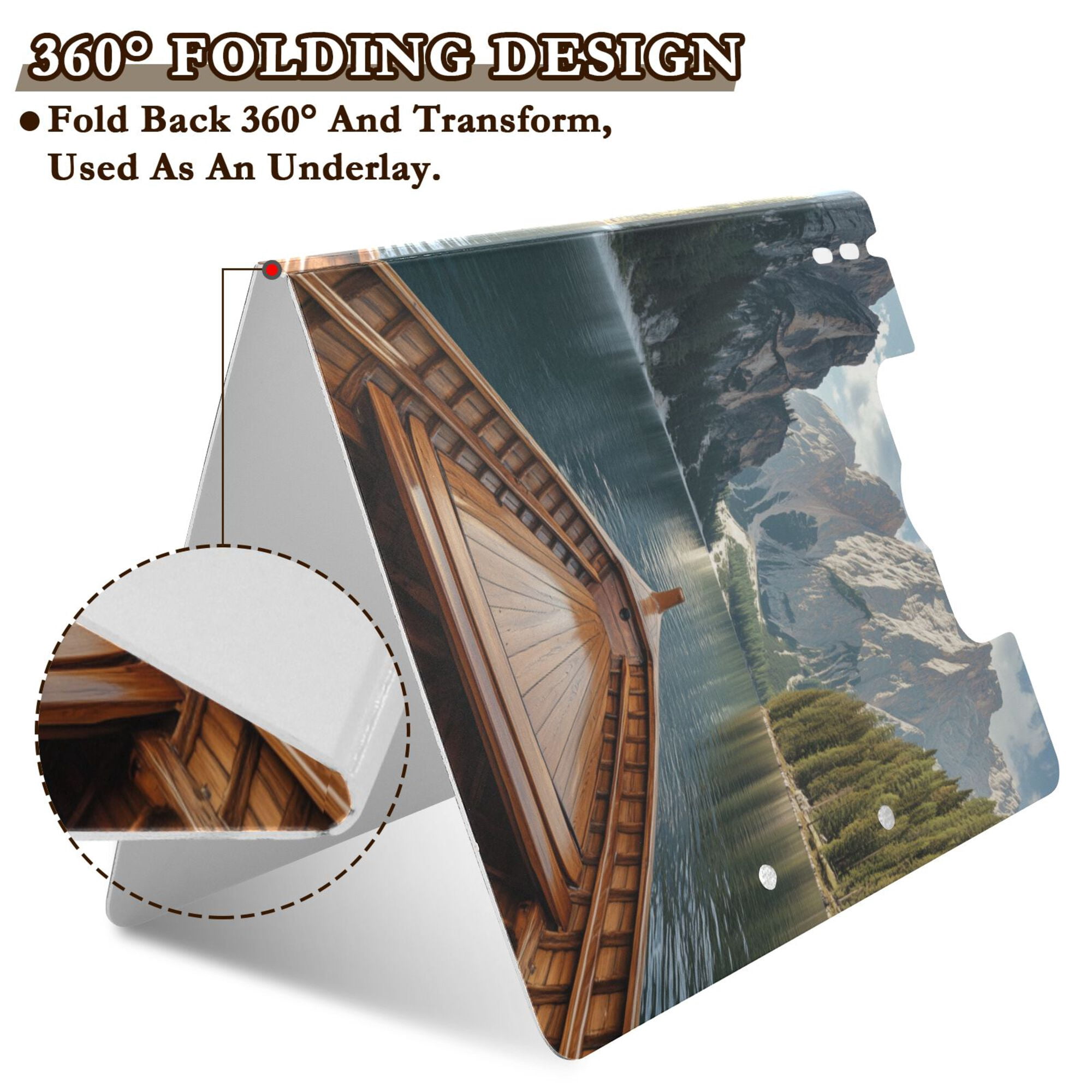 FORMRS A4 Clipboard Folder with Pen Holder Horizontal Foldable School Office Binder, Wooden Boat