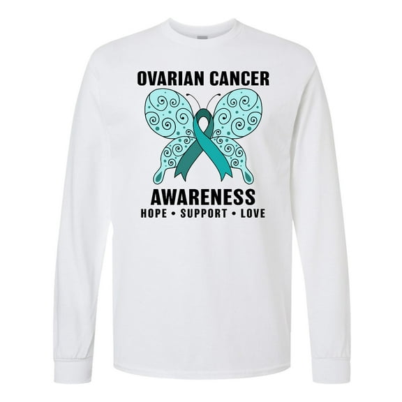 Inktastic Ovarian Cancer Awareness Hope Support and Love Long Sleeve T-Shirt