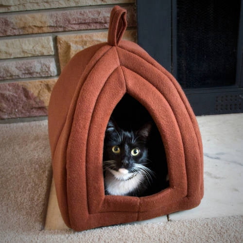 PETMAKER Igloo Pet Bed Collection - Soft Indoor Enclosed Covered Tent/House for Cats, Kittens, and Small Pets with Removable Cushion Pad