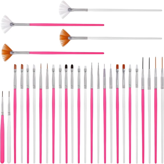 ACDANC 30 Pcs Cake Decorating Brushes,Cookie Paint Brushes,Food Safe Paint Brush Set,Multi Function Fondant Cookie Icing Pastry Brush,Diy Painting Tool for Baking Craft,Pink and White