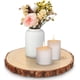 thumbnail image 1 of Rodajas de madera para centros de mesa, 6 piezas, bandeja de madera natural sin terminar de 9 a 10 pulgadas con corteza de árbol, discos de madera redondos, losas de madera grandes para decoraciones, 1 of 8