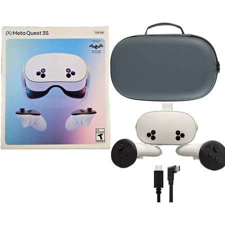 2024 New Meta Quest 3S All-In-One VR Headset 128GB Virtual Reality with Advanced Touch Plus Controllers, 1832x1920 up to 120 Hz Refresh Rate LCD, Enhanced Graphics, Mytrix Carrying Case & Cable