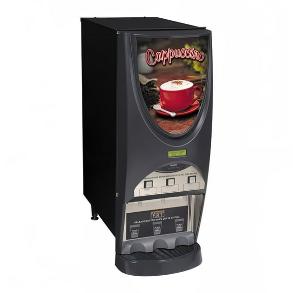 38600.0001 iMIX-3S  Plus Hot Beverage System With 3 Hoppers  LED Lighted Front Graphics  in Stainless Steel
