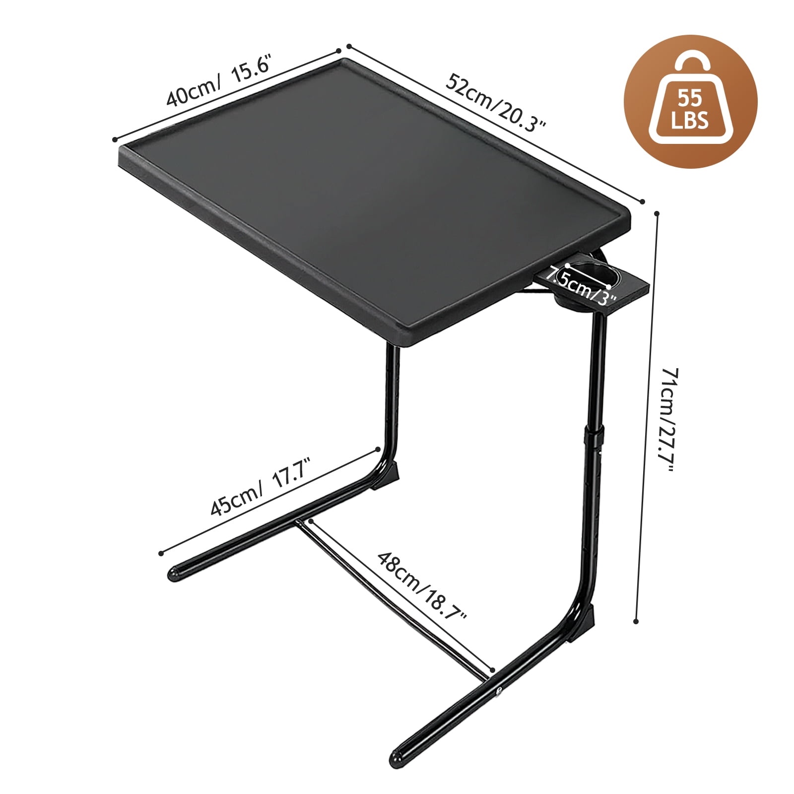TV Tray Table, WLRETMCI 2 Pack Folding TV Dinner Table ,Portable 6 Height & 3 Tilt Angles Adjustable Tables for Eating Sofa Desk for Bed,Couch,Carpet,Home Office