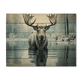 thumbnail image 3 of Designart "Arctic Reflection of Blue Moose" Animals Print on Natural Pine Wood, 3 of 5