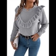 thumbnail image 2 of Suéter de Punto A Rayas para Mujer, Cuello Redondo, Larga, Holgado, para Otoño e Invierno Gris L, 2 of 10