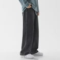 thumbnail image 5 of Fengqque Men's Vintage Fashion Solid Casual Elastic Waist Drawstring Jeans Pants with Pockets Gray S, 5 of 6