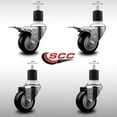 thumbnail image 2 of 3 Inch SS Black Poly Swivel 1-7/8 Inch Expanding Stem Caster Set 2 Brakes, 2 of 2