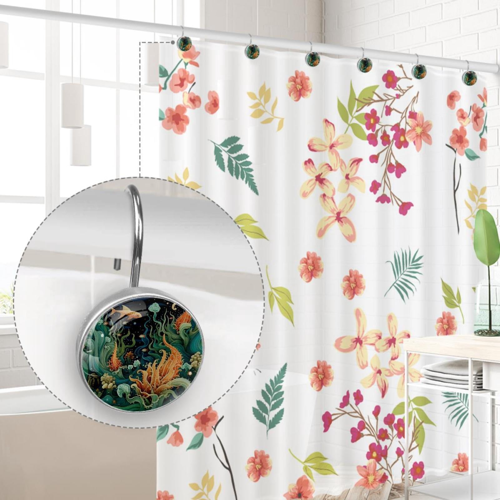 HemaKayy 12 Pcs Decorative Shower Curtain Hooks - Stainless Steel Rings for Bathroom Décor - Easy Glide & Secure Hold - Perfect Decoration for Bathroom Shower Rods - Ocean Sea Slug