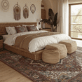 thumbnail image 2 of 6x9 Vintage Oriental Area Rug for living Room, Maroon Low Pile Stain Resistant Non-Slip Washable Rug for Bedroom with Distressed Medallion Pattern, 2 of 8