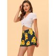 thumbnail image 3 of Pantalones Cortos de Playa Allegra K de Cintura Elástica con Estampado Floral de Encaje de Verano para Mujer Girasoles Negros L, 3 of 5