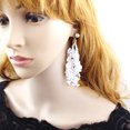 thumbnail image 2 of Ayyufe Bridal Wedding Lace Tassel Rhinestone Long Dangle Pearl Stud Earrings, 2 of 7