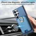 thumbnail image 6 of Classic Back Case for Samsung Galaxy S23 Ultra, with Removable Magnetic Card Slots Support Car Magnetic Mount with Finger Ring Stand Business Thin Fit Phone Case for Galaxy S23 Ultra, Blue, 6 of 7