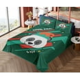 thumbnail image 4 of Ambesonne Christmas Emoji Fitted & Top Sheet Set with Shams, Panda Love Peace, Hunter Green Pale Grey, 4 of 5