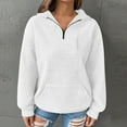 thumbnail image 5 of BiZtdJrK Womens Quarter Zip Sweatshirts Lapel Collar Waffle Pullover Tops Lightweight Casual Fall Fashion Outfits White S, 5 of 10