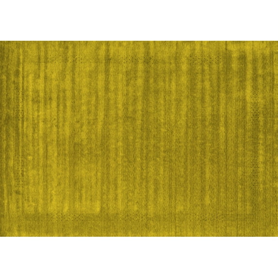 Ahgly Company Machine Washable Indoor Rectangle Abstract Yellow Contemporary Area Rugs, 2' x 3'