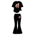 thumbnail image 2 of Tiijoy Big Girls Short Sleeve Graphic Tee Flared Pants Outfits Clothes Set, Sizes 9-10, 2 of 4