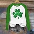 thumbnail image 2 of St. Patricks Day Shirts for Women Shamrock Clover Print Sweatshirt Color Block Raglan Tops Long Sleeve Pullover Teacher St Patricks Day Shirt, 2 of 5