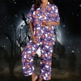 thumbnail image 5 of CONFREE Halloween Women Pajamas Sets Short Sleeve Buttons Sleepwear Tops Pants Hallowmas Pumpkin Ghost Pjs for Women Cozy Nightwear, 5 of 7