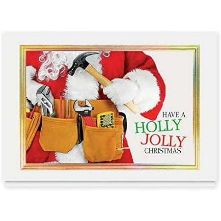 25 Personalized Business Christmas Cards with Foil-Lined Envelopes (Contractor Clause), For Construction Industry
