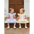 thumbnail image 5 of BemeyourBBs Newborn Baby Girls Easter Outfits Easter Bunny Romper Dress Rabbit Embroidered Plaid Bows Smocked Flying Sleeve Newborn Bodysuit Spring Summer Clothes, 5 of 9