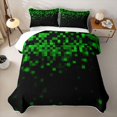 thumbnail image 2 of jejeloiu Green Pixel Twin Quilt Set Kids,Abstract Geometric Plaid Twin Coverlet Set For Boys,2-Piece, 2 of 7